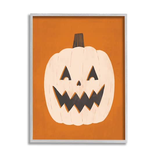 Stupell Industries Happy Jack-o-Lantern Halloween Pumpkin Framed Giclee Art
